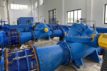 KPS系列單級雙吸離心泵在上饒自來水空港新城10萬噸水廠使用現場